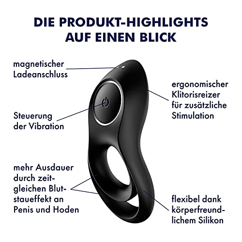 Satisfyer, penis- en testikelring, 'Legendary Duo', waterdicht, oplaadbaar, huidvriendelijke siliconen - Afbeelding 3