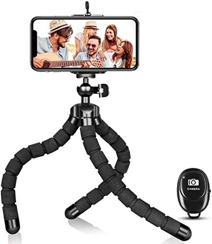 Phone Tripod, Flexible Tripod and Portable Adjustable Tripod with Wireless Remote, Compatible with iPhone/Android Samsung, Mini Camera Tripod Stand for Cell Phone DSLR GoPro
