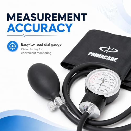 Primacare DS-9195 Classic Series Adult Blood Pressure Kit with D-Ring Cuff, Manual Sphygmomanometer Set for Home, Medical, Nursing & Professional Use