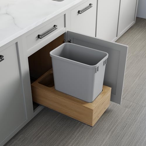 Image of Dowell Single 35Qt Undermount Trash Pull-Out Waste Container with Full Extension Soft-Close Slides, Bottom Mounted, Face Frame /Frameless Min. Cabinet Opening: 12-1 /2 Inch Wide-4008 0115 35