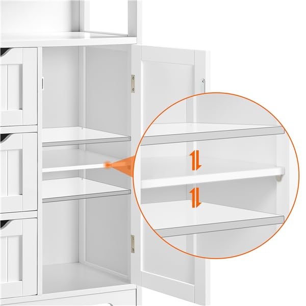 Armadietto Da Terra Bianco Per Bagno O Cucina - Mobile Con Cassetti E Ante - Foto 11