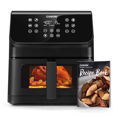 COSORI Air Fryer 6.5QT, 12-in-1 Large Airfryer Oven for Quick&Easy Meals, 80+Recipes, Features AdaptIQ Technology for Crispy Results, Clear Window, Nonstick Basket and Dishwasher Safe, Black