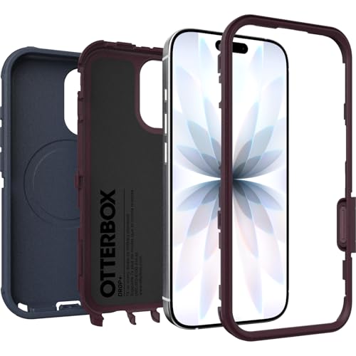 Image of OtterBox iPhone 17 (Only) - Defender Series Case - Indigo Tulip (Blue & Purple) - Snaps on MagSafe - Tough - Rugged & Durable