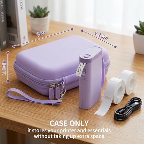 Image of Comecase Case Compatible with Nelko P21 / for Phomemo D30 D35 Label Maker Machine, for JADENS D11 / for SUPVAN Mini Labeler Sticker, Labler Maker Storage for Tape&Accessories (Light Purple)