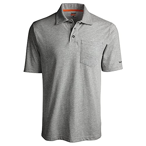 Timberland PRO Men's Base Plate Blended Short-Sleeve Polo, Light Grey Heather, S
