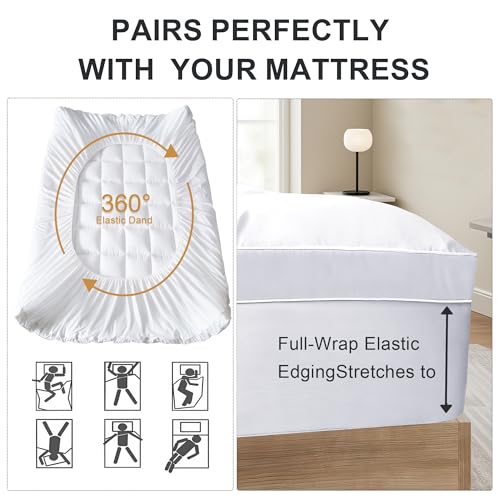 2" WQSPRING Quilted Pillow Top Mattress Pad w/ 8"-21"Deep Pocket Fit - image 4
