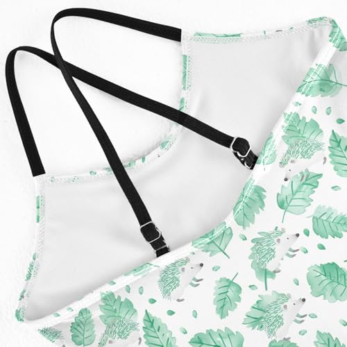 senya Girls Swimsuits One-Piece Swimwear Tie Bathing Suit Beach Summer Round Neck 5-6T Green Hedgehog Pattern4