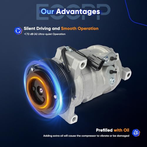 Image of ECCPP AC Compressor Fit for Cadillac CTS V6 3.2L 2003-2004 | 67344,68344,Fast Cooling AC Compressor with Clutch Low Vibration Under 72db Reduces Engine Load Fuel Efficient
