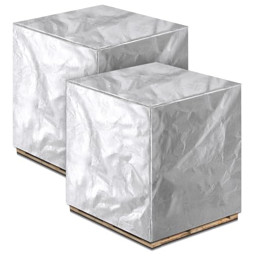 Wowangce 2 Pcs Silver 48 x 60 x 48 Heavy Duty Pallet Covers Outdoor PE Waterproof Pallet Cover Silver Tarp Waterproof for Construction Outdoor Storage
