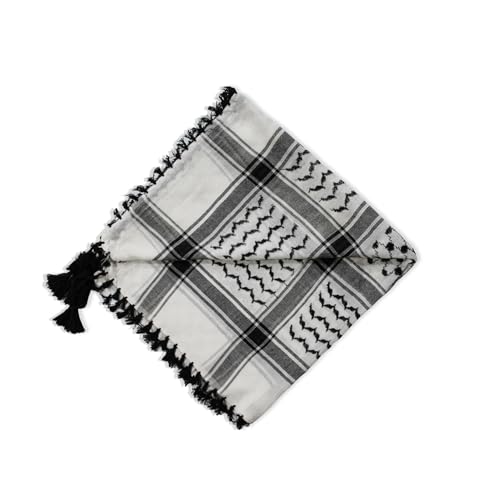 Image of Cotton Shemagh Keffiyeh Scarf - Lightweight Tactical Desert Head Neck Wrap, Sun Protection Outdoor Scarf for Summer Hiking