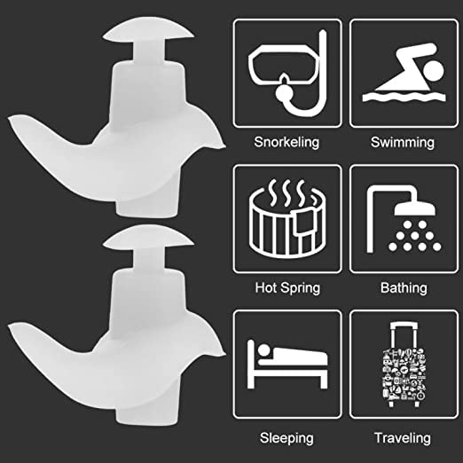 Image of Waterproof Silicone Swimming Plugs (2 Pairs) | Reusable Soft Water Protection with Storage Case for Bathing, Surfing, Sleeping, Study & Travel | Comfortable Fit for Adults & Kids