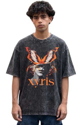 boffi ... 100% Cotton Oversized T-Shirt Unisex Drop Shoulder Dye Washed Street Look Black Pack of 1