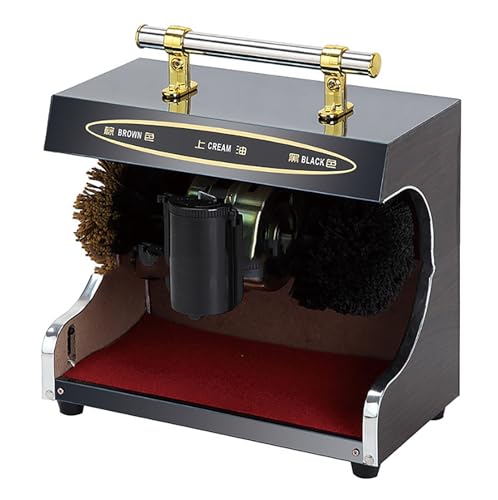 Máquina limpiabotas automática, Máquina pulidora de zapatos automática por inducción, limpiadora de zapatos eléctrica de acero inoxidable con cepillo de combinación doble, pulido rápido de 1400 RPM(Sc
