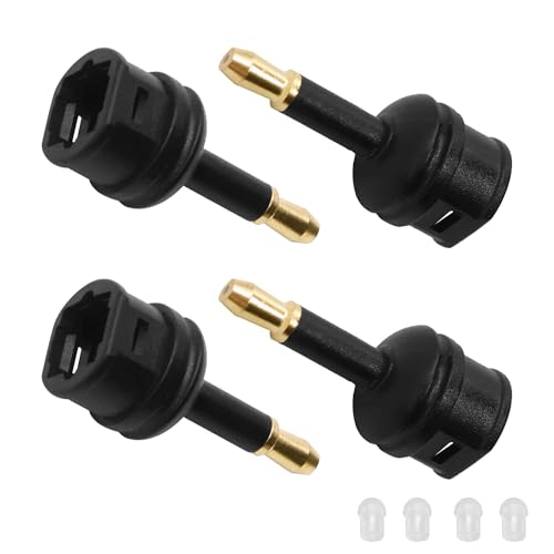 YARCHONN 3,5mm Mini Toslink Adaptador de fibra óptica digital Toslink Hembra a 3.5mm Mini Jack Macho Conector de fibra óptica Convertidor para cable de audio óptico TV portátil Cine en casa  4 piezas