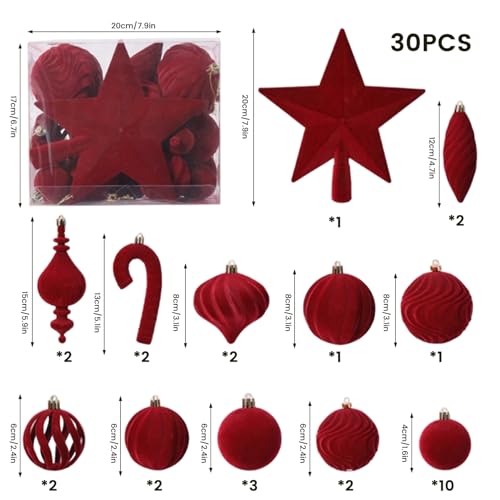 Boules de Noël incassables en velours floqué pour décorer sans risque