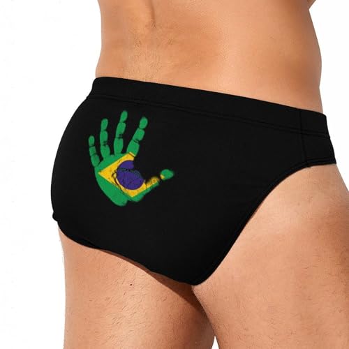 Brazil Flag Palm Print Mens Swim Briefs Bikini Sexy Low Rise Trunks Swimsuit Bathing Suit Beach3