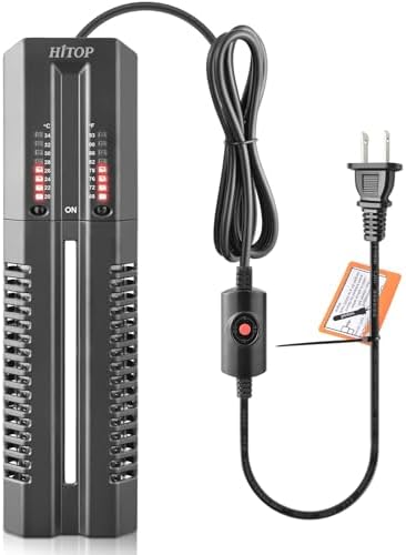 HITOP 400W 600W Double Tube Aquarium Heater, Sturdy Fish Tank Heater with Case, Adjustable Heater for 45-125Gal Fresh Water/Saltwater