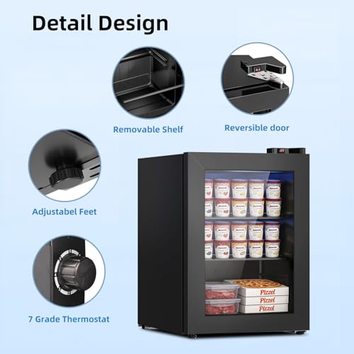 Image of Antarctic Star 65L Upright Ice Cream Storage Unit, Compact Vertical Design with Mechanical Temperature Control(-10F to -18F), Medium Capacity for Home /Office /Dormitory Use, 115V /60Hz