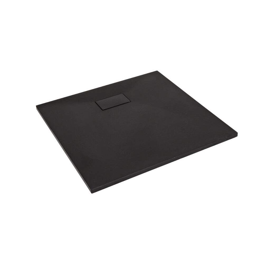 Milano Graphite Rasa Low Profile Rectangular Textured Slate Effect Shower Tray - 900 X 800Mm