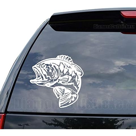 DiamondCutStickerz BASS Fish Fishing Decal Sticker Car Truck Motorcycle Window Bumper Laptop Wall Decor - Size (07 inch / 18 cm Wide) - Color (Matte Black) Cover
