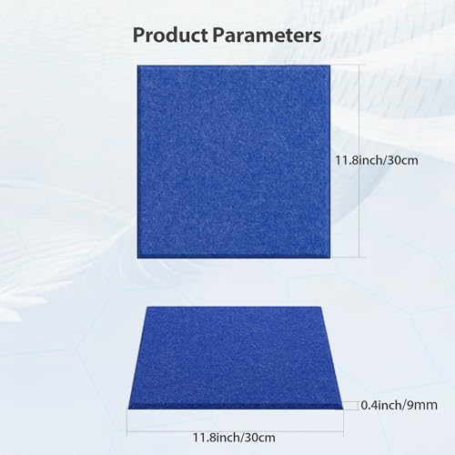 Image of 12 Pack Square Acoustic Panels Self Adhesive Sound Proof Foam(Telecom Blue)