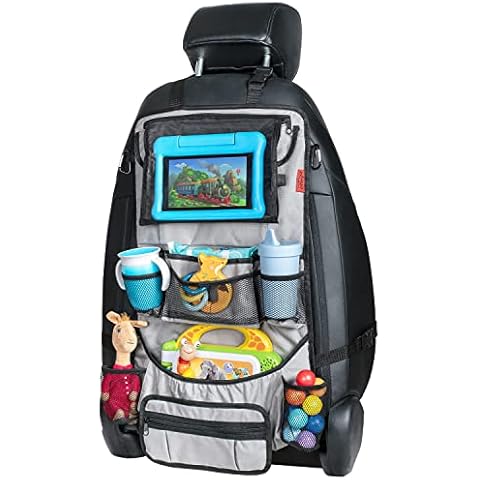 Car Back Seat Organizer with Larger Protection & Storage - 12 Compartments including iPad Holder, Reinforced Corners to Prevent Sag, Eco Friendly Materials - Great Travel Accessory for Kids Cover