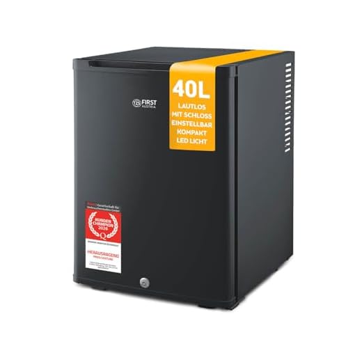TZS First Austria - Minikühlschrank mit Schloss, EEK A+, Minibar 0dB geräuschlos, lautlos, leise, Schlafzimmer, Türanschlag wechselbar, ca. 4°-16°C Höhe 57cm, Nutzvolumen 35 L, Innenraumbeleuchtung