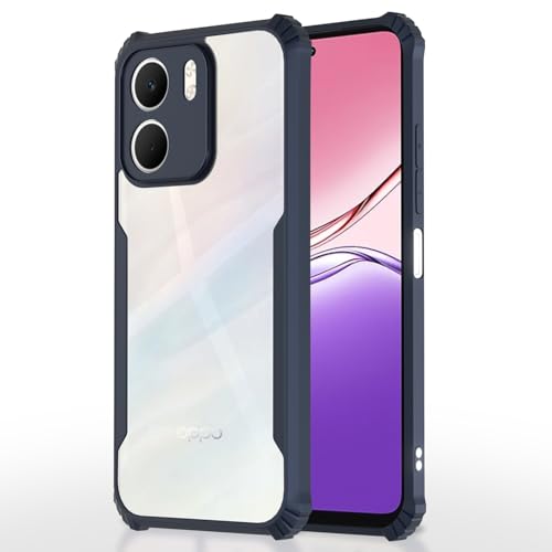 Image of Pikkme Back Cover for Oppo A5x | Ultra Hyrbid | Full Camera Protection | Raised Edge | Crystal Clear Transparent Bumper Case (Blue)