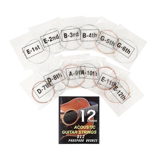 12Pcs Folk Guitar Phosphor Coppers String 12-string Acoustics Guitar Strings Replacement For Beginners Performers Enduring