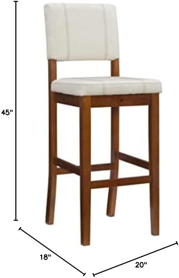 Linon FBA_ Milano Bar Stool, 18"W x 20"D x 45"H, Off-White