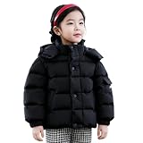 Generisch Winterjacke Mädchen Winter Warmer Mantel Verdicken Mäntel Winddicht mit Weichen Hoodies für 5-16 Jahre Kinderjacken mit Kapuze Wintermantel Kurz Outerwear Einfarbig Daunenjacke