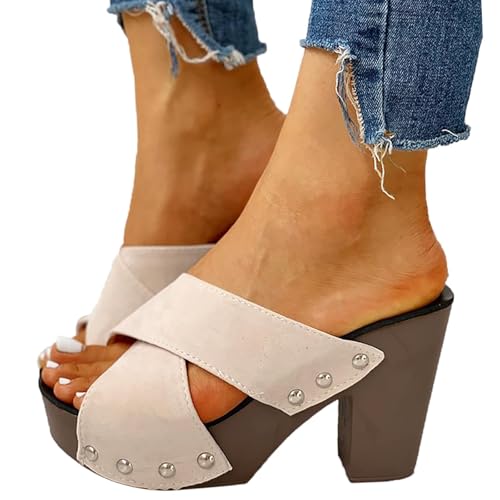 ZHOUYF Women High Heel Sandals Fashion Open Toe Chunky Heel Sandals Ankle Strap Roman Block Heel Sandals High Heel Shoes
