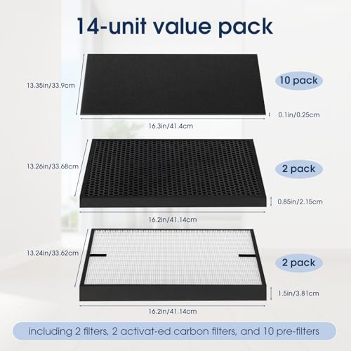 Image of [14 Pack] 3000 Air Replacement Filters, Compatible with Air Doctor 3000, 3000M, 3000Pro Purifier, Includes 2 High-Efficiency Air Filter, 2 Activated Carbn and 10 Extra Premium Pre-Filters