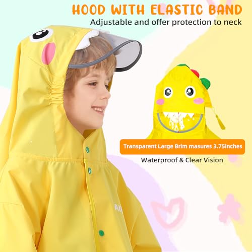 Rain Poncho Kids, Waterproof Rain Coat with Hood, Lightweight Portable Toddler Rain Jacket for Children Boys Girls2