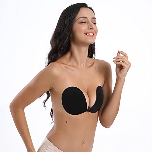 Laura Collection Adhesive Bra, Sticky Backless Bra Strapless Invisible Bra For Women (2Pcs Black, E) #TOP5