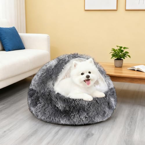 SHJOEE Flauschig Hundebett Muschelform 70cm Katzenbett Warm Tierbett Haustierbett Waschbar Hundesofa Katzensofa Plüsch Hundekorb Katzenkorb Weiche Kuschelbett für Den Schlaf im Innenbereich