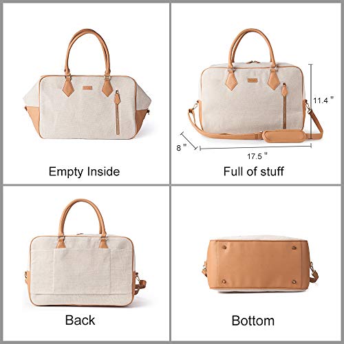 Ladies Women Canvas Travel Weekender Overnight Carry-on Shoulder Duffel Tote Bag in Trolley Sleeve