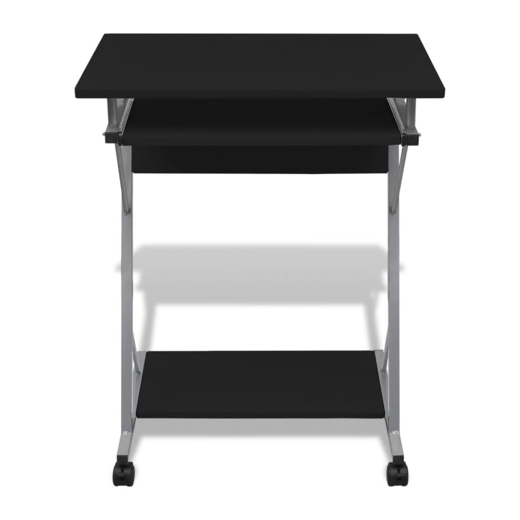 vidaXL Escritorio Compacto de Ordenador con Bandeja de Teclado Negro