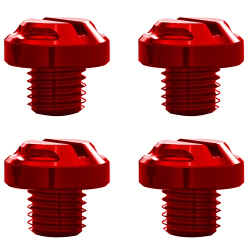 Image of 4pcs Motorcycle Red Mirror Hole Plugs 2 Regular+2 Reverse M10x1.25 (Red, M10>2 regular + 2 reverse)
