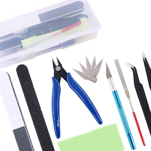 Image of Serplex 9PCS Gundam Modeler Basic Tools Set with Storage Box, Gunpla Hobby Kit for Model Building, DIY Crafting, Repairing & Assembly, Durable & Ergonomic for Beginners & Professionals