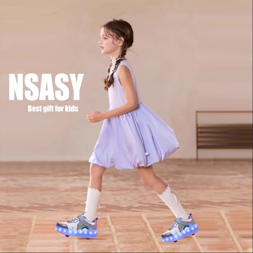 Nsasy Girls Boys Roller Shoes with LED Light Up Wheels Sneakers Kids Roller Skates Shoes for Kids for Children - Image 3