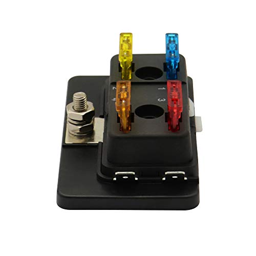 Sangmei Caixa de fusíveis de 4 vias com bloco de fusíveis indicador de LED para caravana marítima de