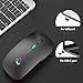 aMZCaSE LED Wireless Mouse, Rechargeable Slim Silent Mice 2.4G Portable Office Optical Mouse with USB Receiver and Type-C Adapter, 3 Adjustable DPI for Laptop, Computer, PC, Notebook, Desktop (Black)