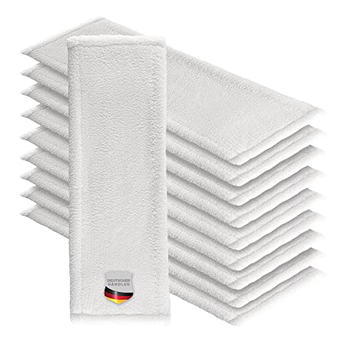 Mikrofaser Wischmop 40 cm White Ersatz für Mop Klapphalter Wischmoppbezug , für Versiegelung Reinigung von Bodenbeläge wie Laminat Dielen, Fliesen Feudel, Bodenwischer Ersatzbezug (10)