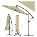 GarveeHome Sonnenschirm Ø 300 cm, Ampelschirm mit Kurbel | Sonnenschirm mit Ständer & Windschutz | Gartenschirm UV-Schutz wasserdicht | Kurbelschirm für Terrasse & Balkon, Khaki