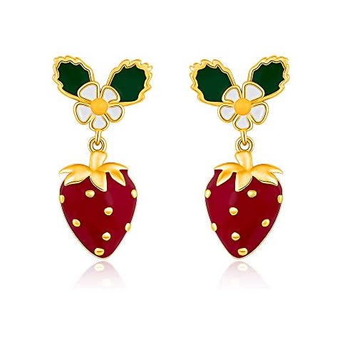 Fruit Strawberry Earrings Red Dangle Hypoallergenic Cute Aesthetic Weird Quirky Funny Earrings for Women Teen Girls Kids Sensitive Ears Gold Sterling Silver Trendy Summer Theme Sweety Jewelry Cover