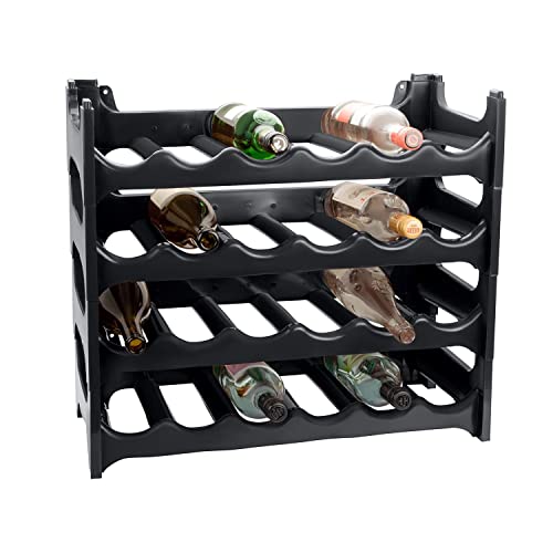 ARTECSIS Étagère à Bouteilles Modulable - 24 Bouteilles - 60x28x54 cm (LxlxH) – en Plastique, Noir/Cave à vin, Casier à Bouteilles, Rangement Bouteille vin, Bouteille Plastique