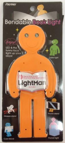 LightMan Bendable Book Light & Stand - Smiley Orange