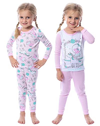 Peppa Pig Toddler Girls' Unicorn 4 Piece Long Sleeve Pajama Set Mix Match