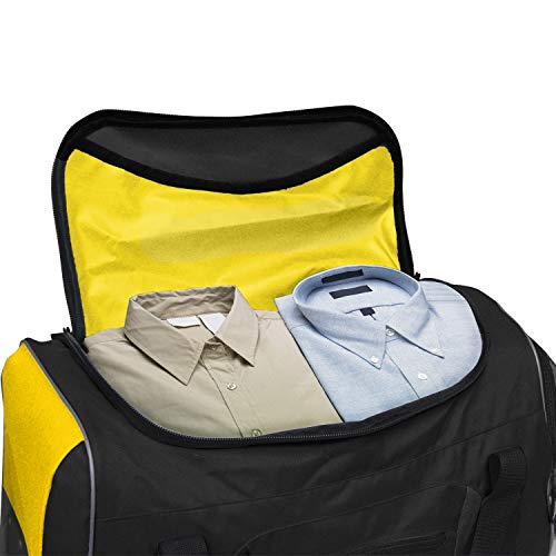 Travelers Club Adventure Rolling Duffel Carry-On Luggage, Black, Yellow